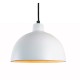 CLOCHE. Suspension Ø26cm en terre cuite blanc - câble textile noir