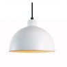 CLOCHE. Suspension Ø26cm en terre cuite blanc - câble textile noir