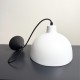 CLOCHE. Suspension Ø26cm en terre cuite blanc - câble textile noir