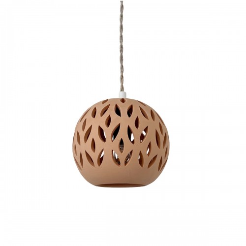 SUSPENSION BOULE TERRE CUITE - Câble jute tressé