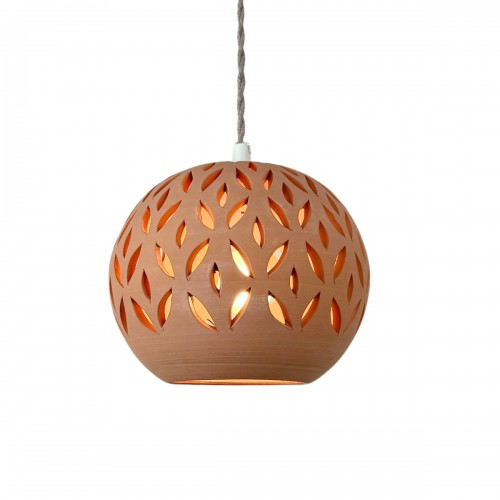 KURO Suspension Ø22cm en terre cuite - câble torsadé lin