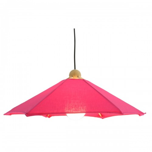 Suspension Toile & bois structure hêtre et toile coton framboise D.65cm