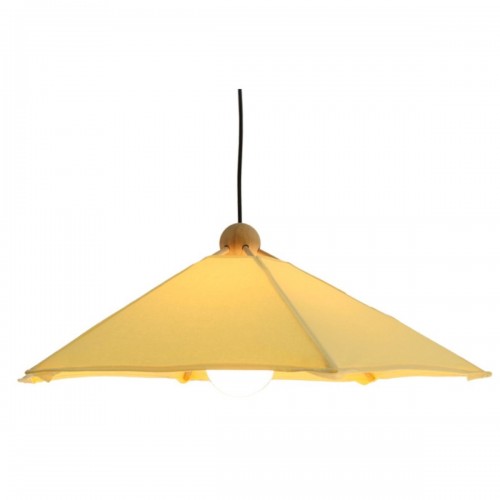 Suspension Toile & bois structure hêtre et toile coton paille D.65cm