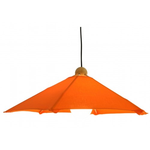 Suspension Toile & bois structure hêtre et toile coton orange D.65cm