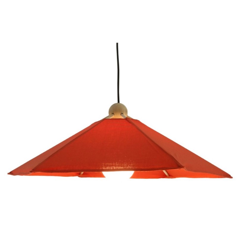 SUSPENSION BOIS & TOILE COTON BRIQUE