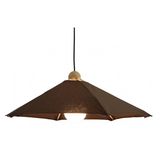 Suspension Toile & bois structure hêtre et toile coton chocolat D.65cm