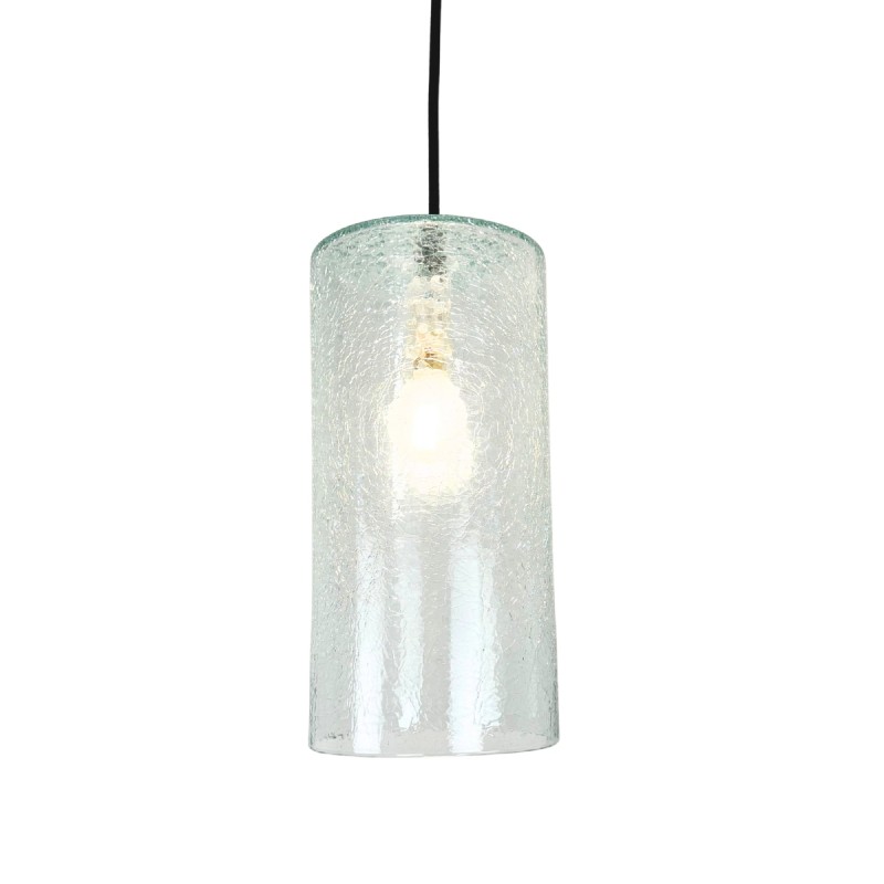 Luce Suspension Ø13.5cm en verre soufflé craquelé clair
