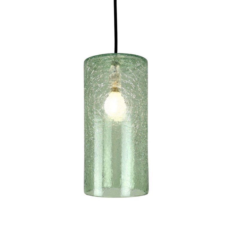 Luce Suspension Ø13.5cm en verre soufflé craquelé jade