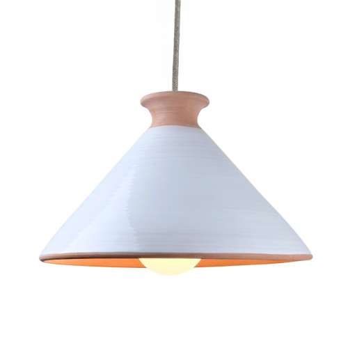 TAJ. Suspension Ø29cm en terre cuite émaillée blanc
