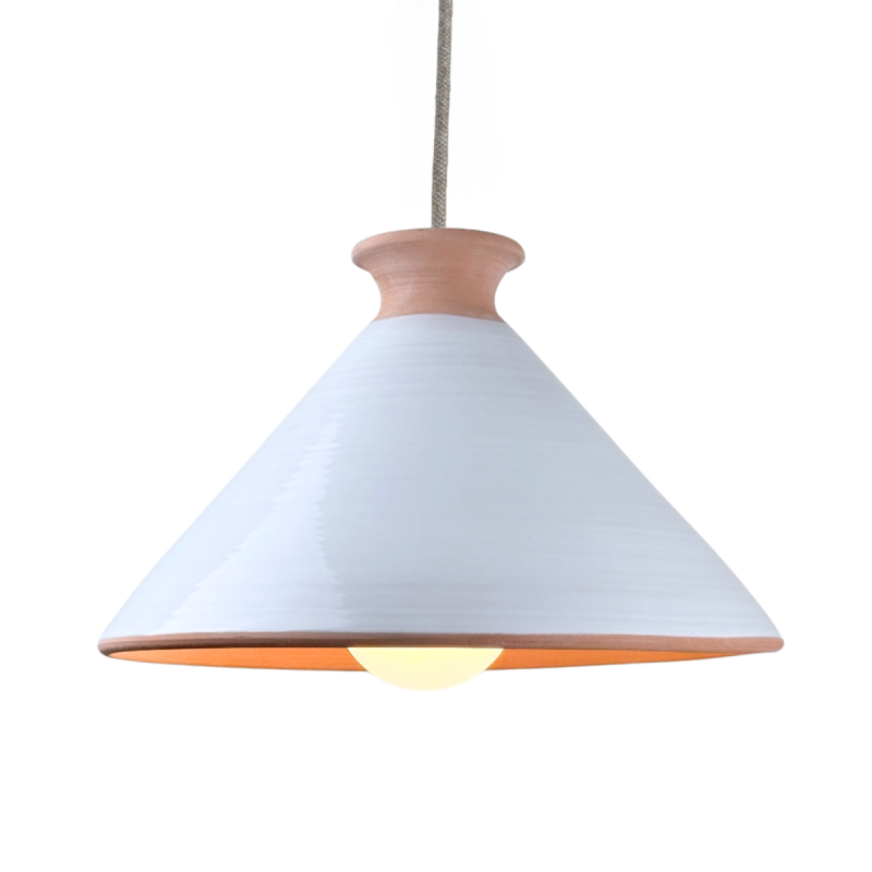 TAJ. Suspension Ø29cm en terre cuite émaillée blanc