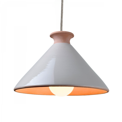 TAJ. Suspension Ø29cm en terre cuite émaillée greige