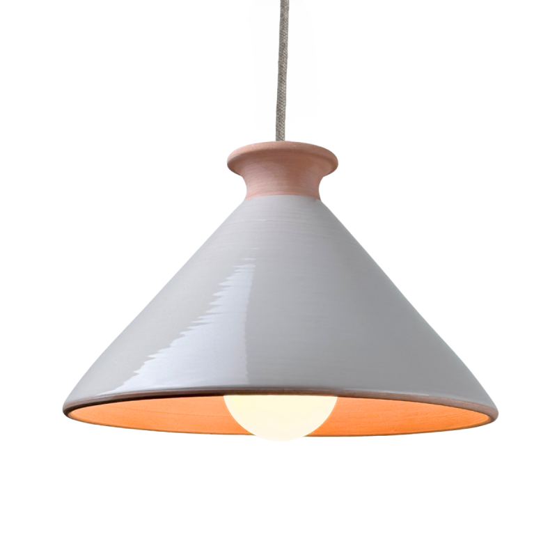 TAJ. Suspension Ø29cm en terre cuite émaillée greige