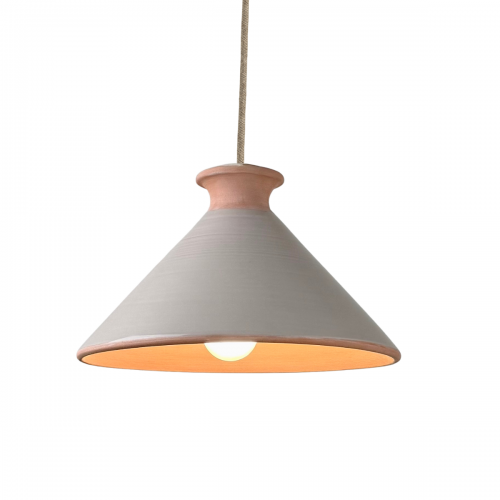 TAJ. Suspension Ø25cm en terre cuite émaillée greige