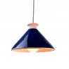 TAJ. Suspension Ø25cm en terre cuite émaillée bleu