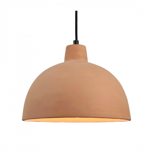 CLOCHE Suspension Ø26cm en terre cuite naturelle - câble textile noir