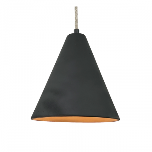 CÔNE Suspension Ø21cm en terre cuite charbon - câble textile lin