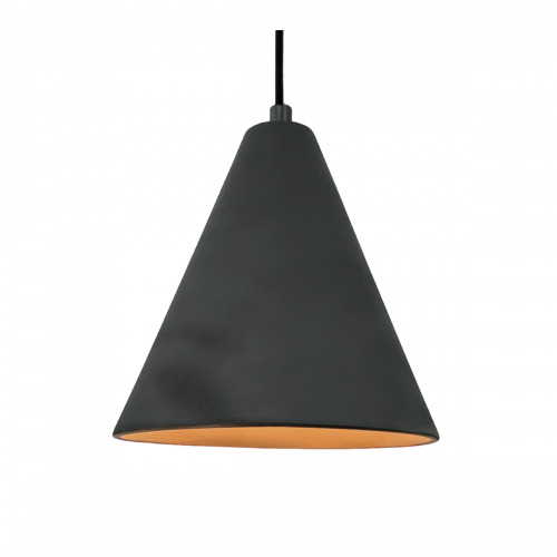 CÔNE SuspensionØ21cm en terre cuite charbon - câble textile noir