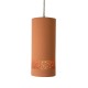 CYLINDRE Suspension en terre cuite motif sara D.12cm - câble textile lin