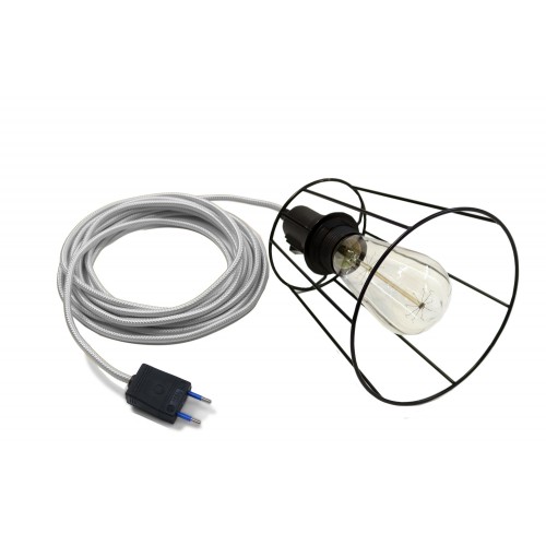 VOG. Applique baladeuse fil métal noir câble blanc D.16cm